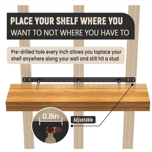 2Pk Floating Shelf Bracket Heavy Duty, (16"X8"X1.5") Black Brand New - Picture 3 of 8